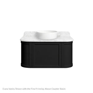 TURNER HASTINGS EVARA VOLCANIC ASH 900MM SINGLE BOWL WALL HUNG VANITY WITH REAL MARBLE TOP & ABOVE COUNTER BASIN