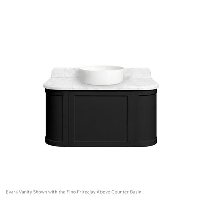 TURNER HASTINGS EVARA VOLCANIC ASH 900MM SINGLE BOWL WALL HUNG VANITY WITH REAL MARBLE TOP & ABOVE COUNTER BASIN