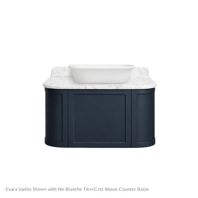 TURNER HASTINGS EVARA AEGEAN BLUE 900MM SINGLE BOWL WALL HUNG VANITY WITH REAL MARBLE TOP & ABOVE COUNTER BASIN