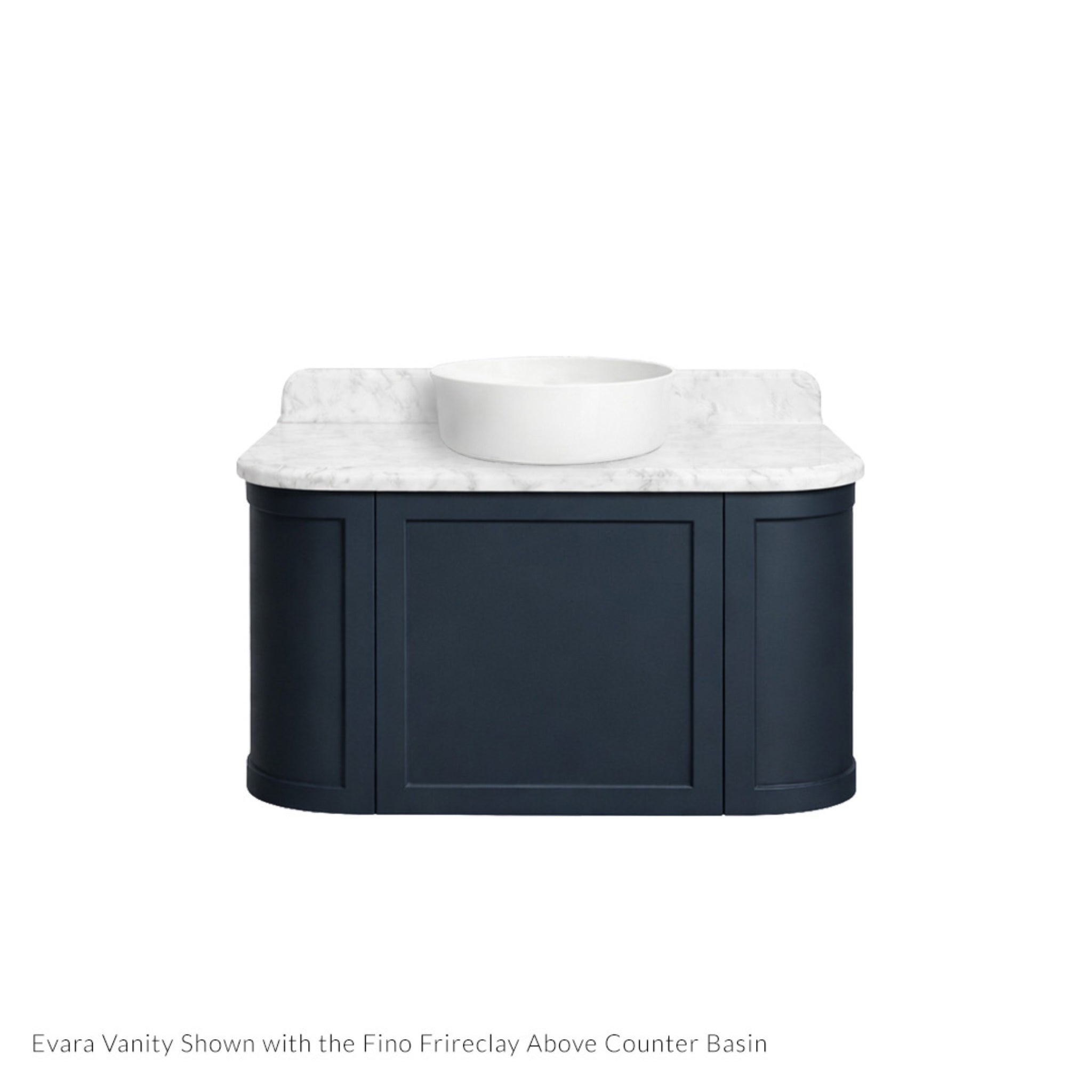 TURNER HASTINGS EVARA AEGEAN BLUE 900MM SINGLE BOWL WALL HUNG VANITY WITH REAL MARBLE TOP & ABOVE COUNTER BASIN