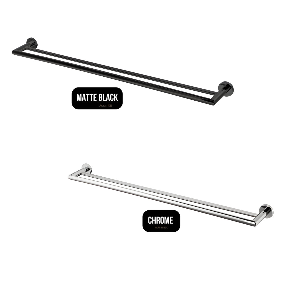 MODERN NATIONAL EVA DOUBLE TOWEL RAIL MATTE BLACK (AVAILABLE IN 600MM AND 750MM)