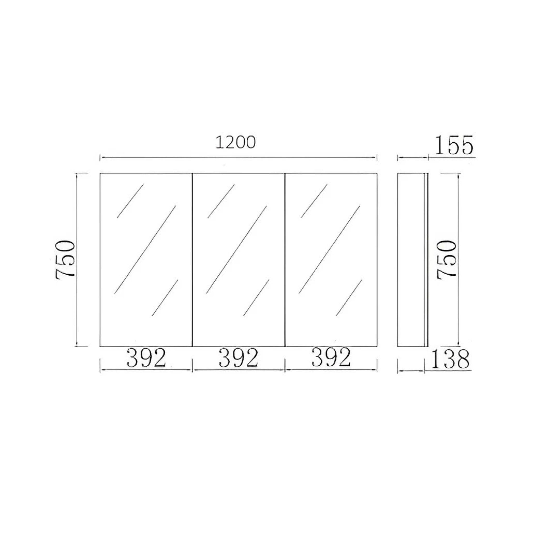 POSEIDON EVIE OAK MIRROR SHAVING CABINET 1200X750MM