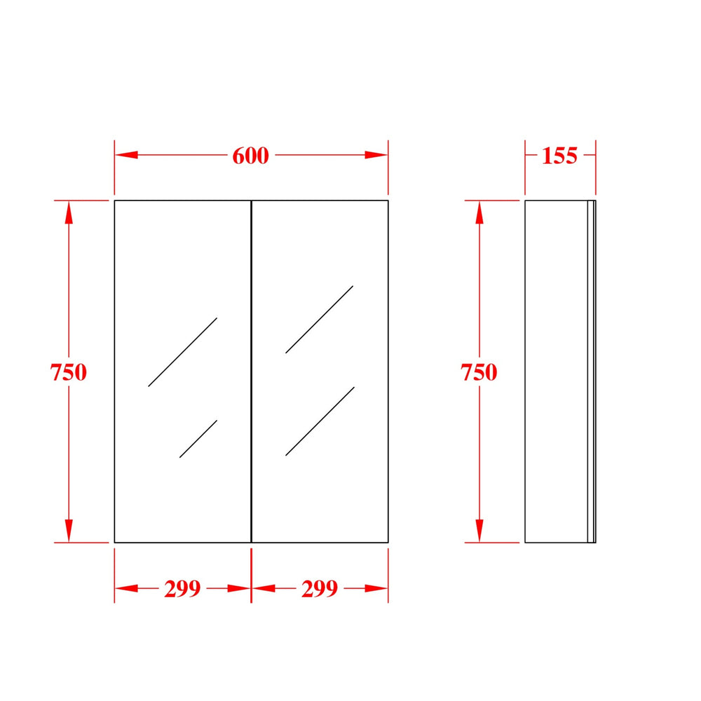 POSEIDON EVIE OAK MIRROR SHAVING CABINET 600X750MM
