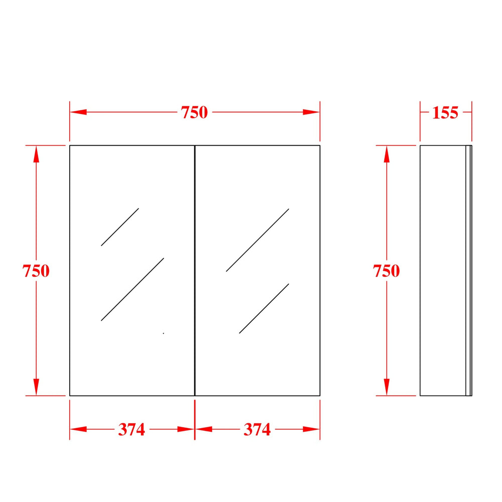 POSEIDON EVIE OAK MIRROR SHAVING CABINET 750X750MM
