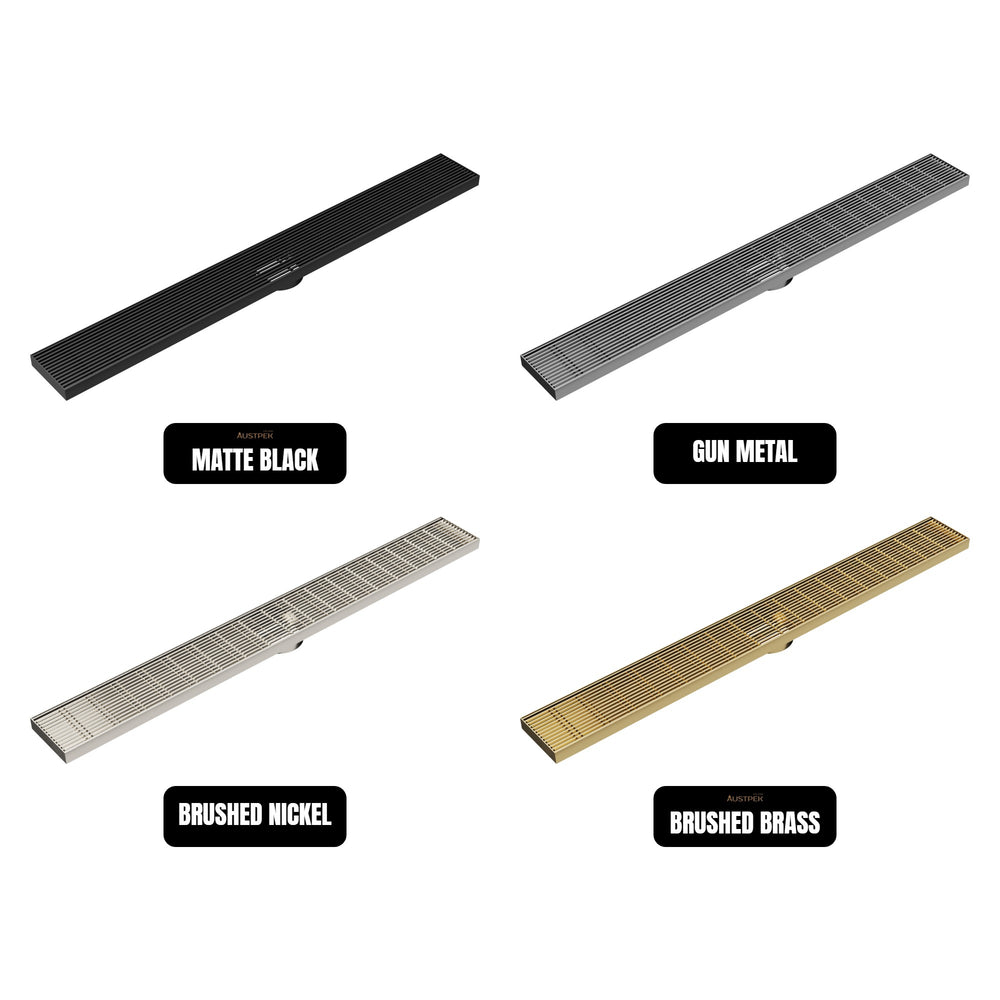 LINSOL EZYFLOW HEELGUARD DN64 LINEAR WASTE 1000MM BRUSHED NICKEL