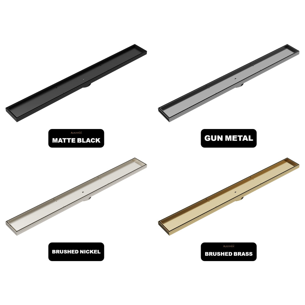 LINSOL EZYFLOW TILE INSERT DN64 LINEAR WASTE 1000MM BRUSHED BRASS
