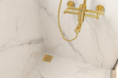 LINSOL EZYFLOW HEELGUARD GRATE BRUSHED BRASS 110MM