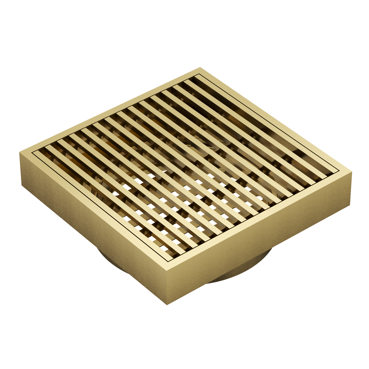 LINSOL EZYFLOW HEELGUARD DN64 SQUARE WASTE 110MM BRUSHED BRASS
