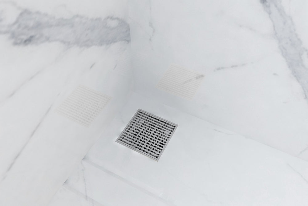 LINSOL EZYFLOW HEELGUARD GRATE BRUSHED STAINLESS 110MM