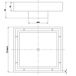 LINSOL EZYFLOW TILE INSERT DN50 SQUARE WASTE - Technical Drawing