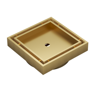 LINSOL EZYFLOW DN64 SQUARE TILE INSERT WASTE 110MM BRUSHED BRASS