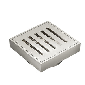 LINSOL EZYFLOW DN89 VERTICAL PRESSED SQUARE WASTE 110MM BRUSHED NICKEL