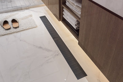 LINSOL EZYFLOW HEELGUARD CHANNEL GRATE MATTE BLACK 1200MM