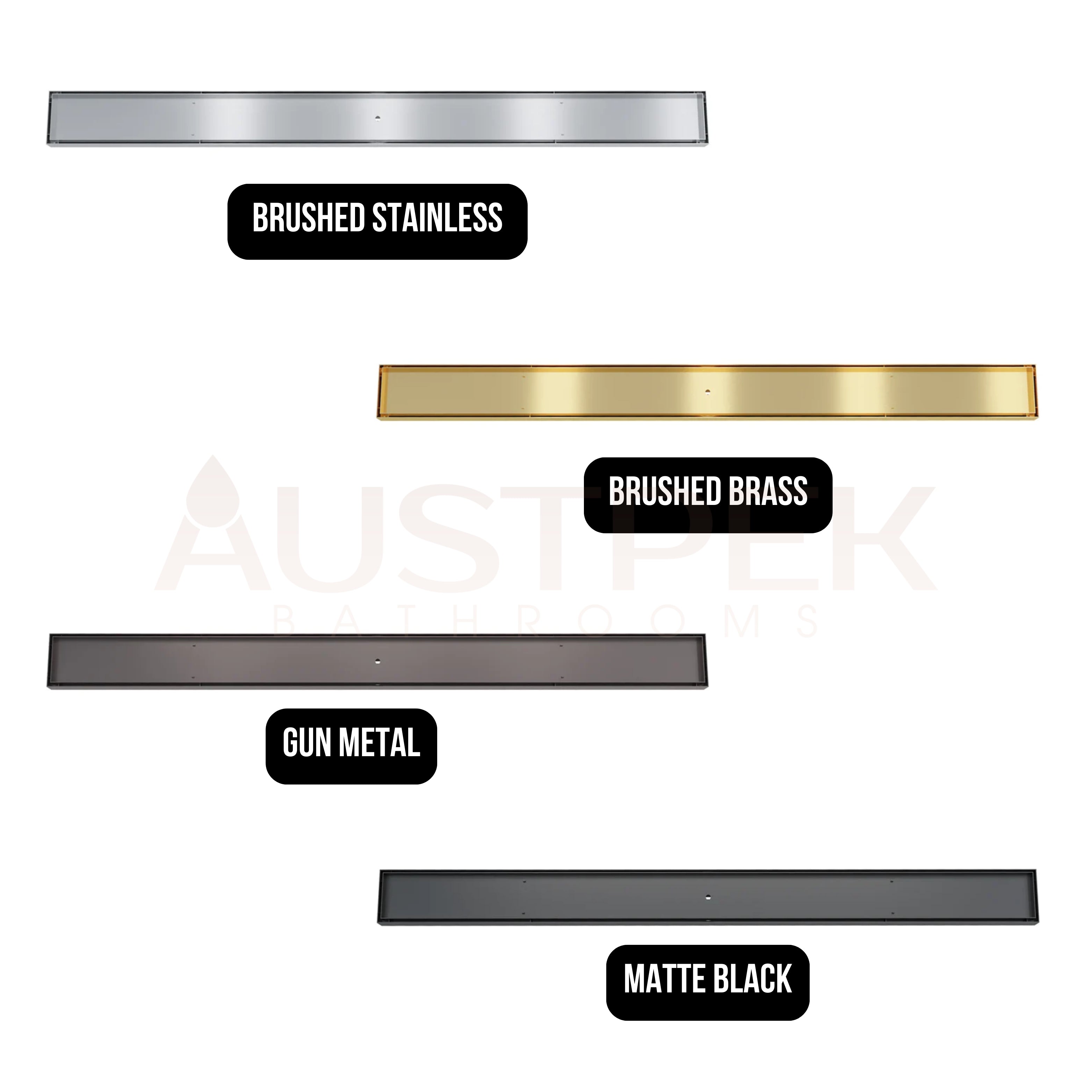 LINSOL EZYFLOW TILE INSERT CHANNEL GRATE BRUSHED STAINLESS 1200MM
