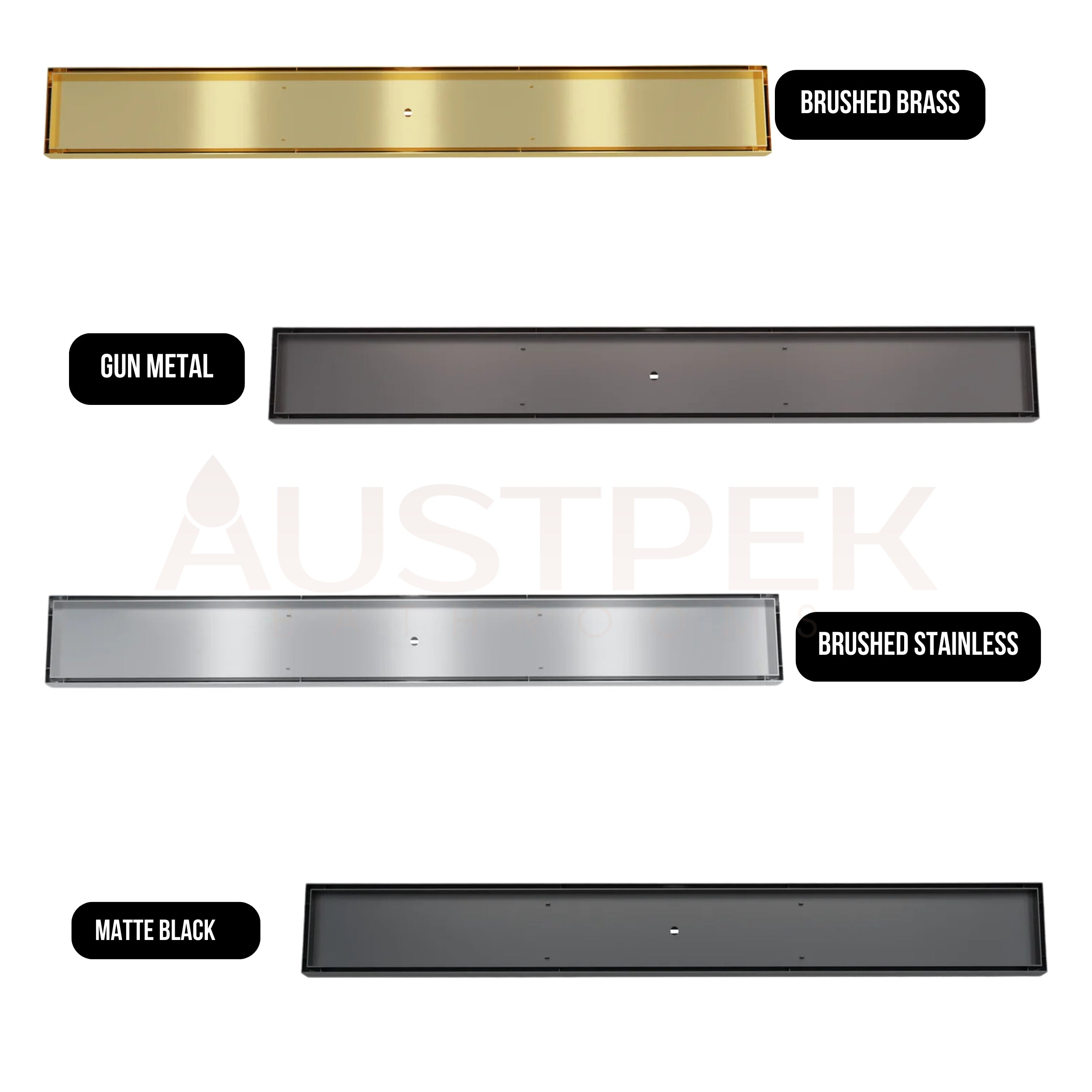 LINSOL EZYFLOW TILE INSERT CHANNEL GRATE GUN METAL 800MM