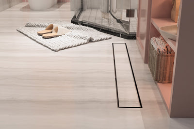 LINSOL EZYFLOW TILE INSERT CHANNEL GRATE GUN METAL 800MM