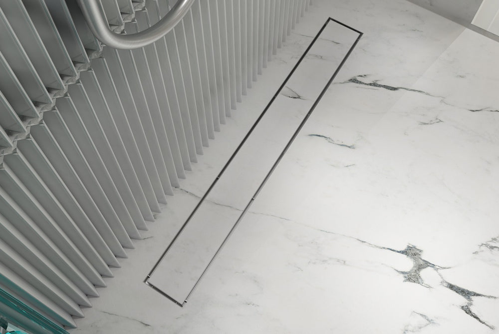 LINSOL EZYFLOW TILE INSERT CHANNEL GRATE BRUSHED STAINLESS 800MM