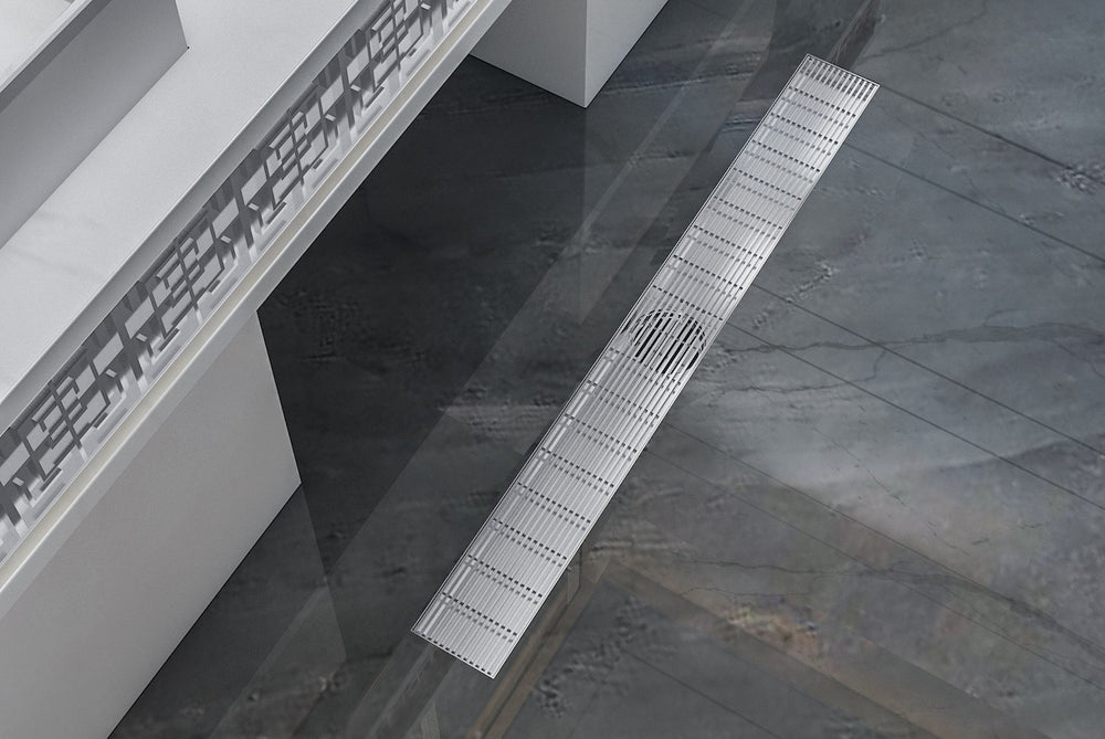 LINSOL EZYFLOW 900 LINEAR HEELGUARD CHANNEL GRATE BRUSHED STAINLESS