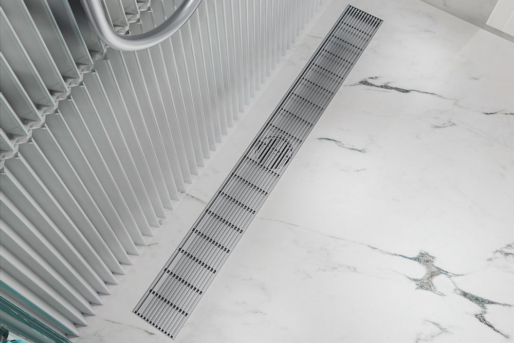 LINSOL EZYFLOW 900 LINEAR HEELGUARD CHANNEL GRATE BRUSHED STAINLESS