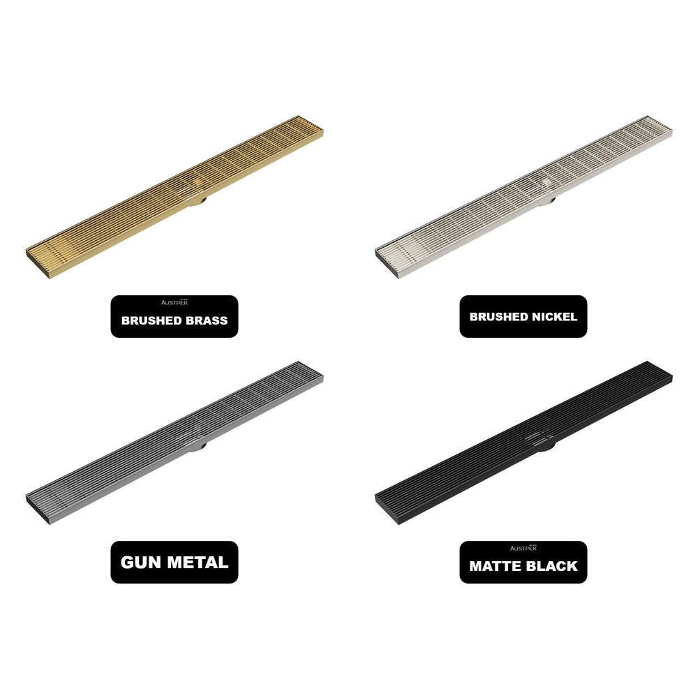 LINSOL EZYFLOW HEELGUARD DN64 LINEAR WASTE 900MM BRUSHED NICKEL