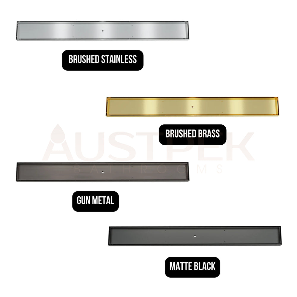LINSOL EZYFLOW TILE INSERT CHANNEL GRATE BRUSHED BRASS 900MM