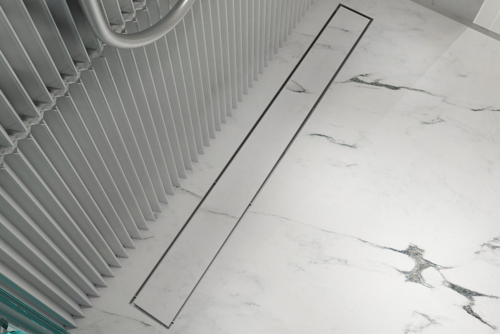 LINSOL EZYFLOW TILE INSERT CHANNEL GRATE BRUSHED STAINLESS 900MM