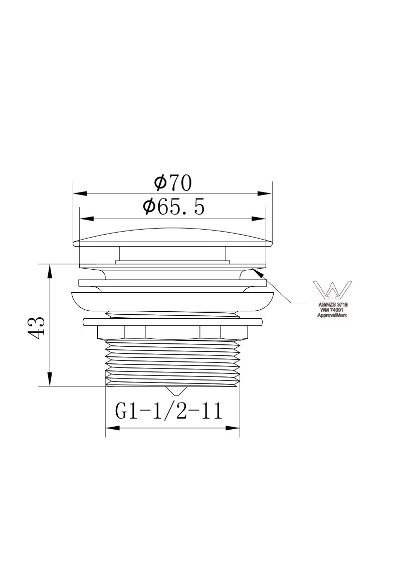 Linsol Ezyflow 40mm Pop-Up Plug & Waste technical drawing
