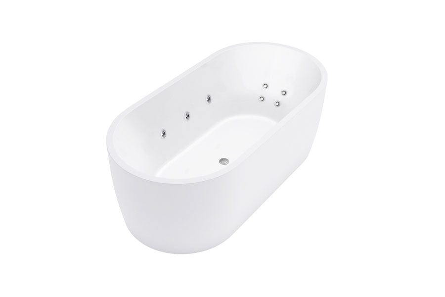 DECINA ELISI FREESTANDING SPA BATH GLOSS WHITE 1700MM WITH 12-JETS