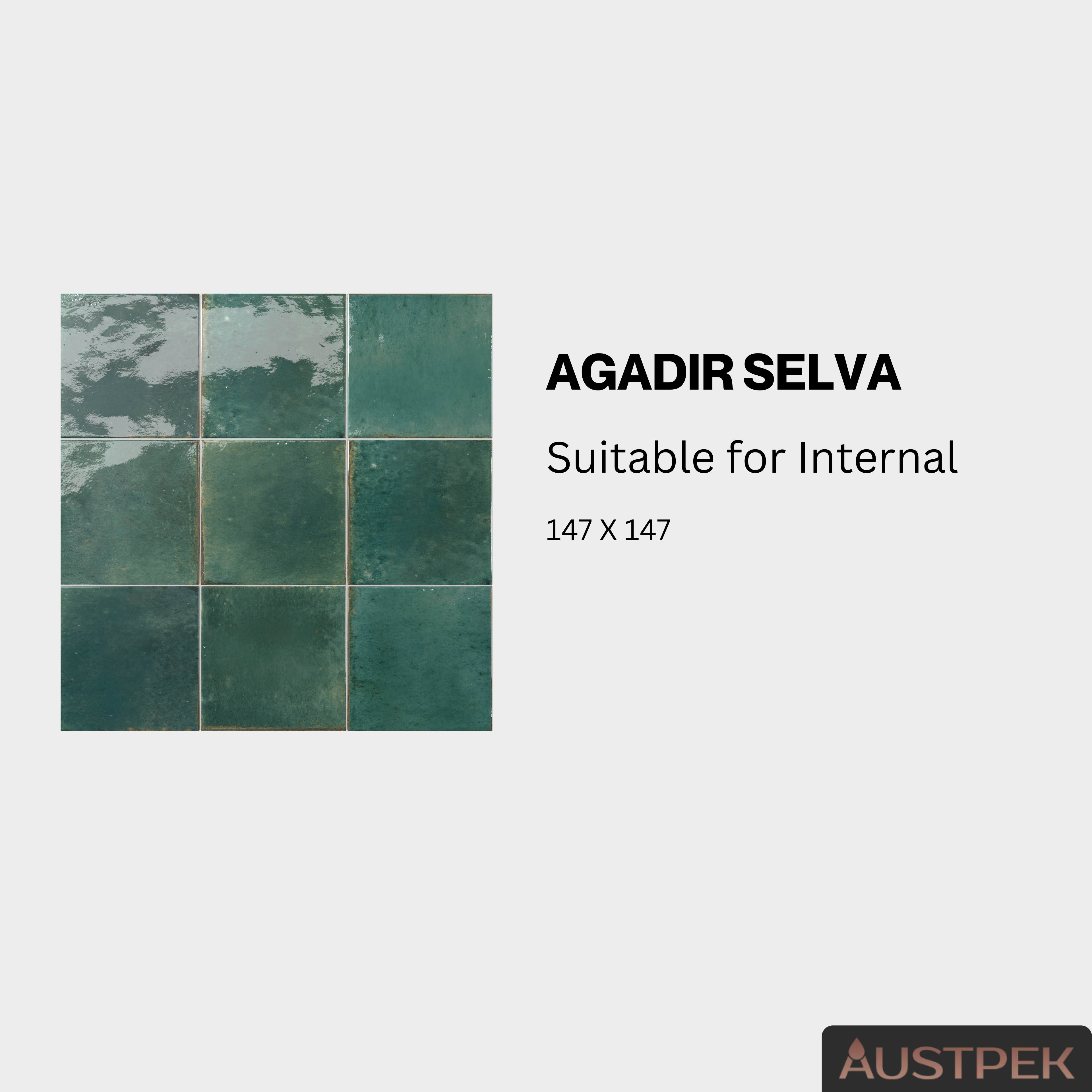 ELITE AGADIR SELVA ULTRA GLOSS 147X147MM SQUARE TILE (PER BOX)