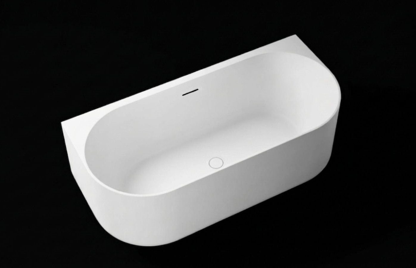 KASKADE ESTHER BACK-TO-WALL STONE BATH WITH OVERFLOW MATTE WHITE 1600MM