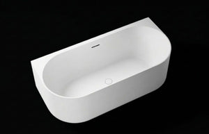 KASKADE ESTHER BACK-TO-WALL STONE BATH WITH OVERFLOW MATTE WHITE 1600MM