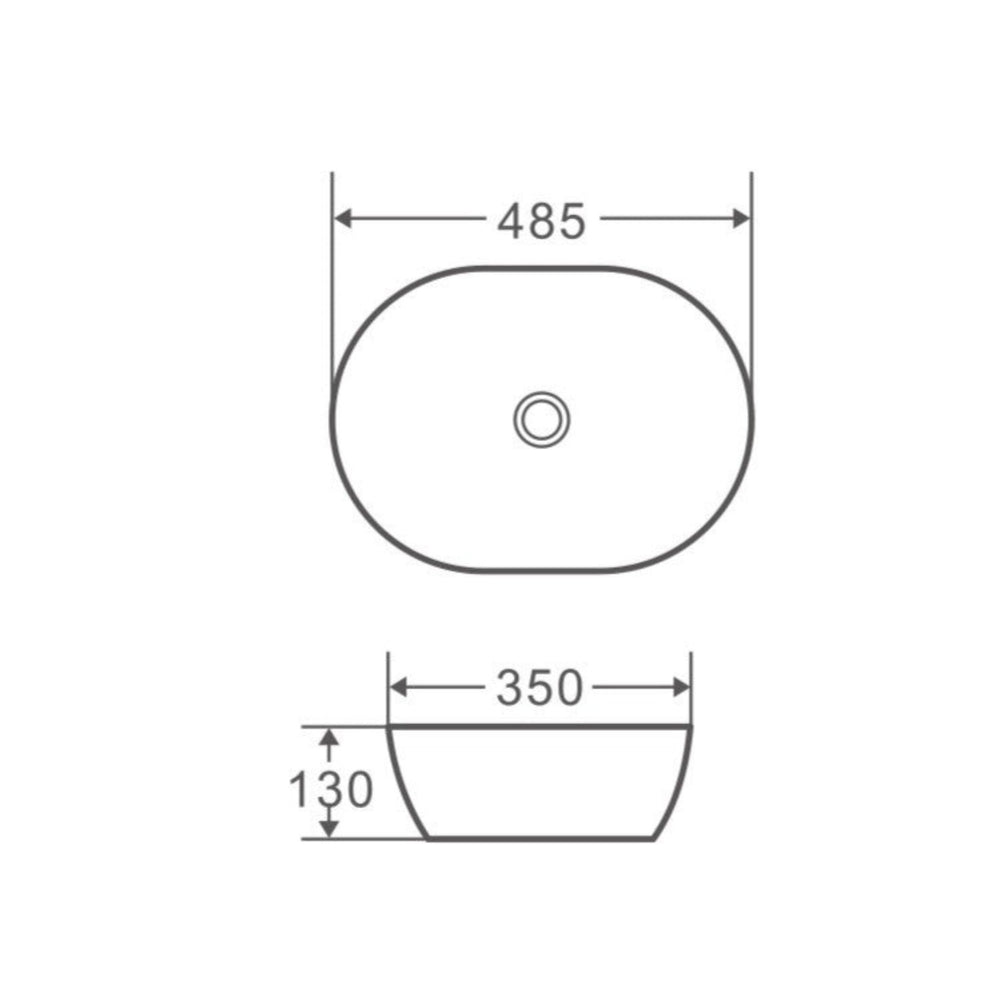 MERCIO EVEA OVAL ABOVE COUNTER BASIN GLOSS WHITE 485MM