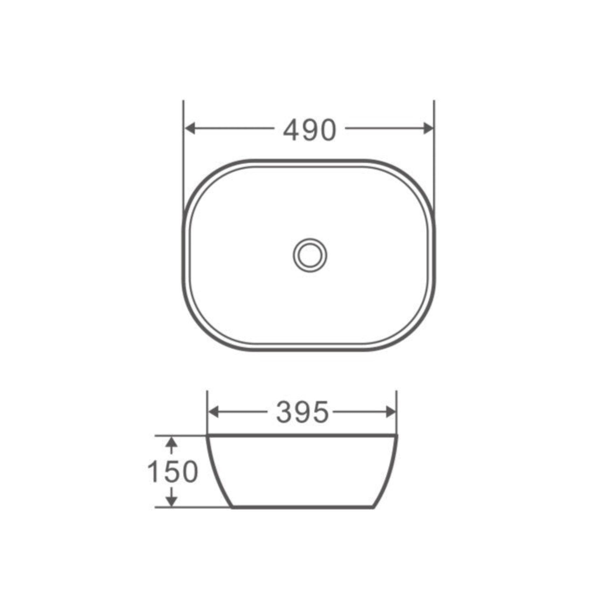 MERCIO EVEA OVAL ABOVE COUNTER BASIN GLOSS WHITE 490MM