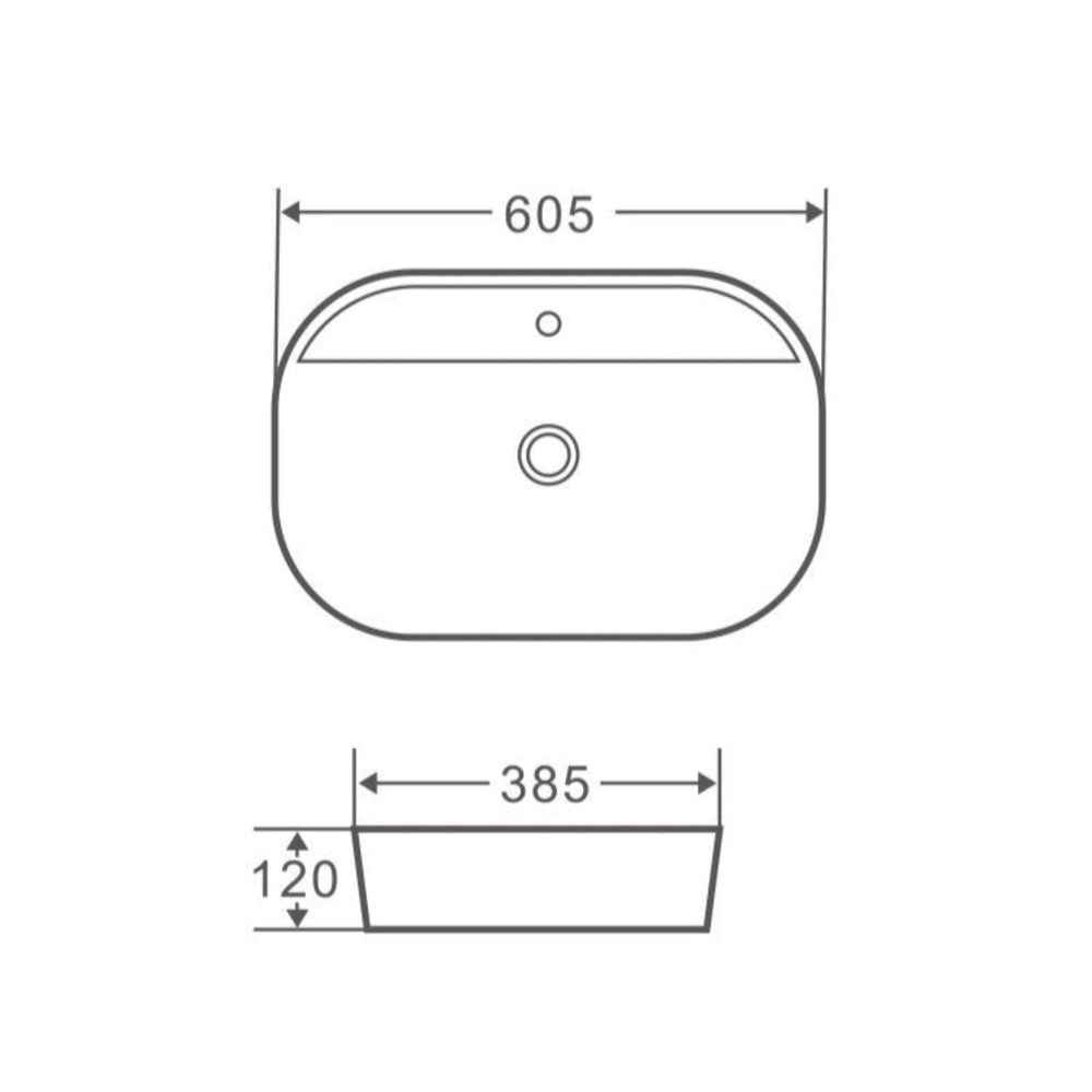 MERCIO EVEA OVAL ABOVE COUNTER BASIN GLOSS WHITE 605MM