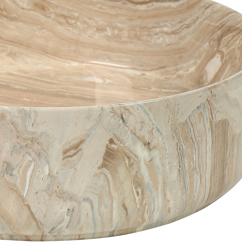 CLAYA ROUND ABOVE COUNTER BASIN GLOSS STONE MARBLE VEIN LOOK 400MM