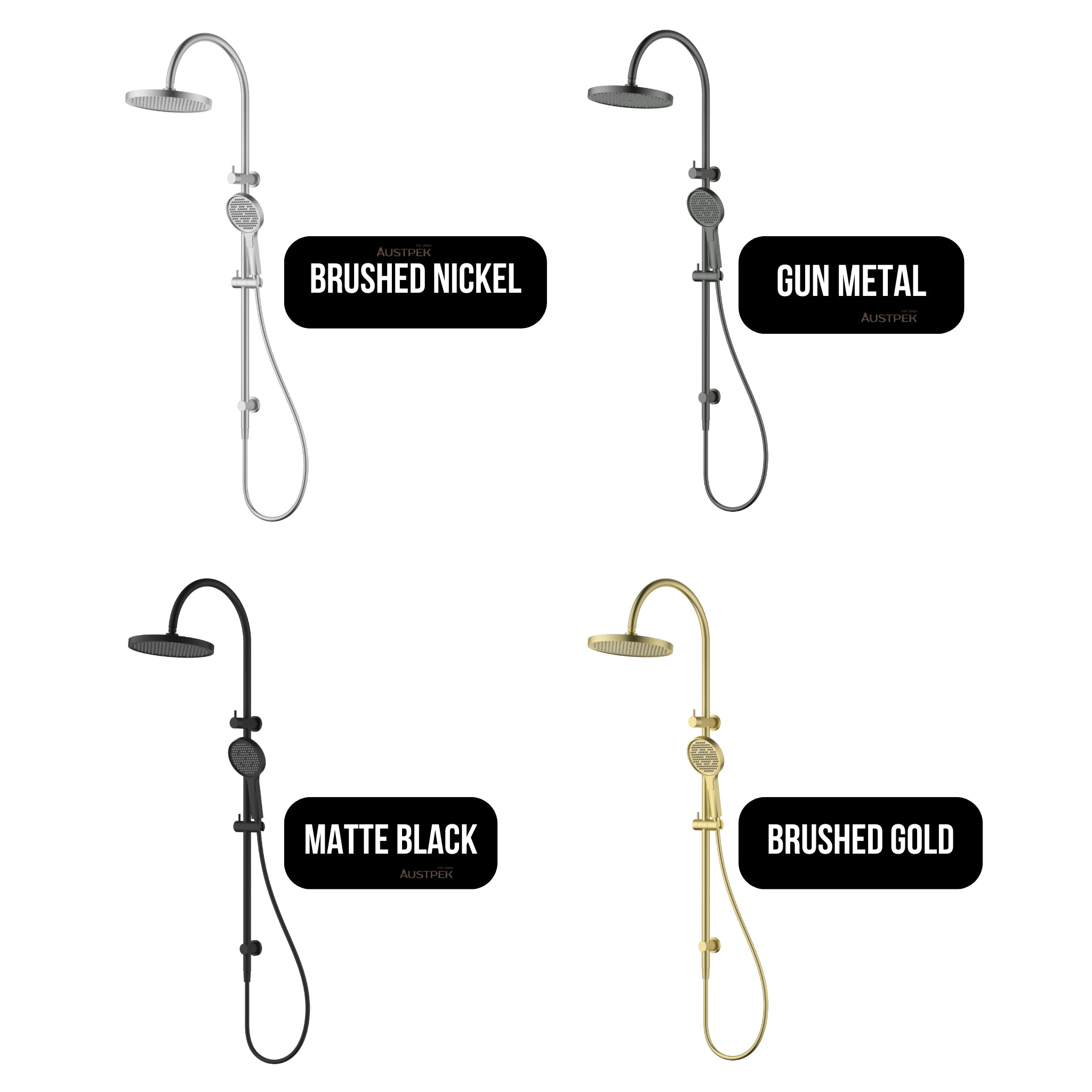 IKON LINIE ROUND MULTI FUNCTION SHOWER SET 1215MM BRUSHED GOLD
