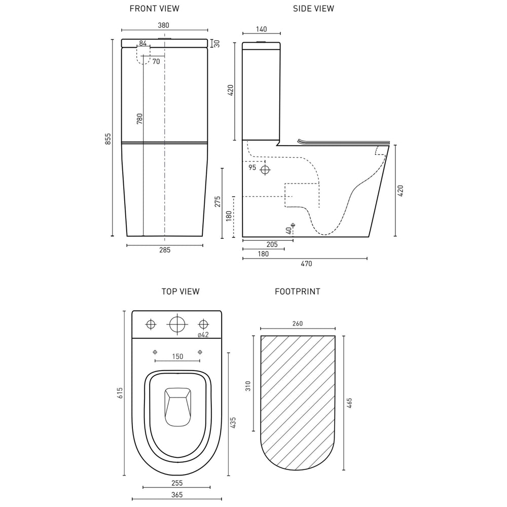 DECINA FABRINO RIMLESS UNIVERSAL BACK-TO-WALL TOILET SUITE GLOSS WHITE