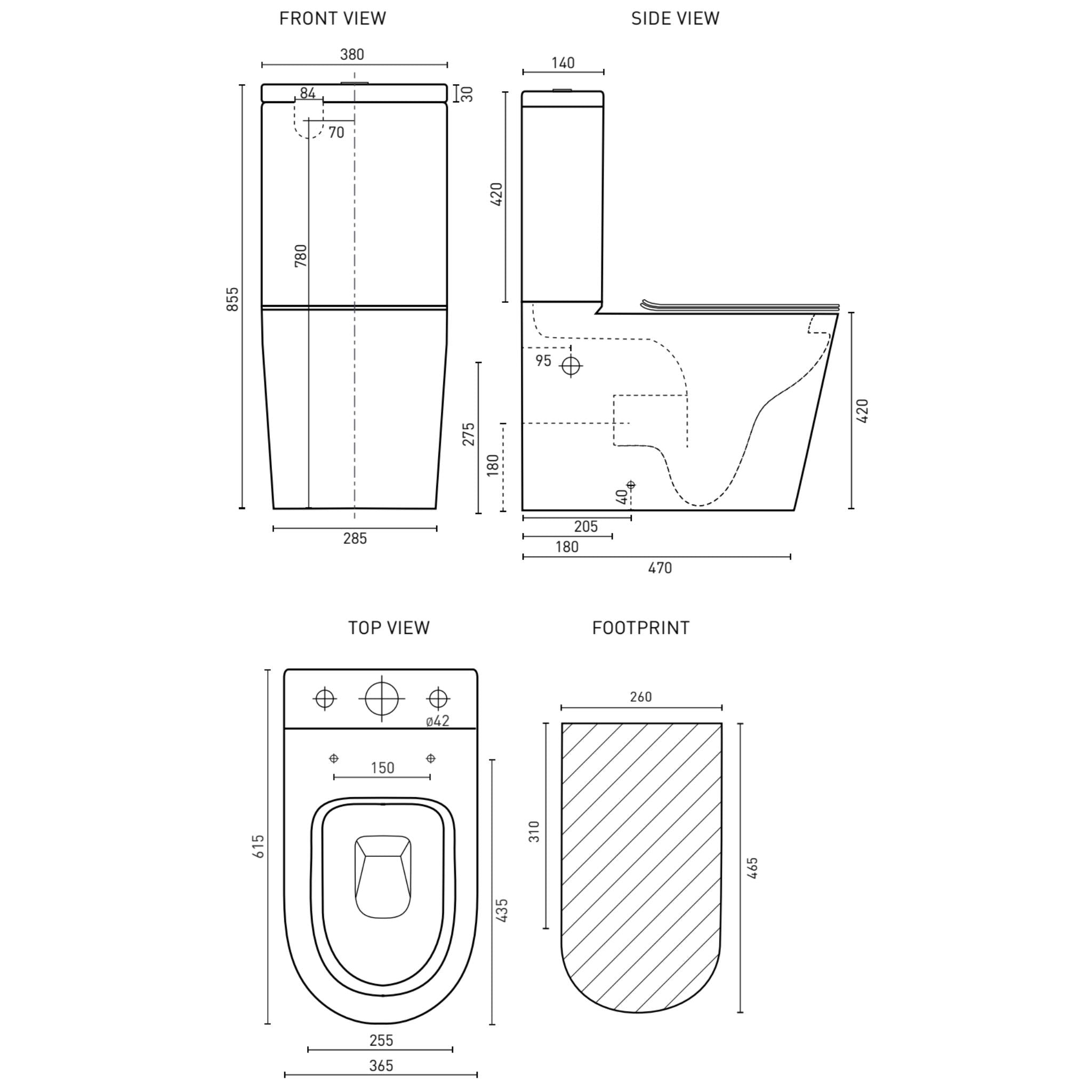 DECINA FABRINO RIMLESS UNIVERSAL BACK-TO-WALL TOILET SUITE GLOSS WHITE