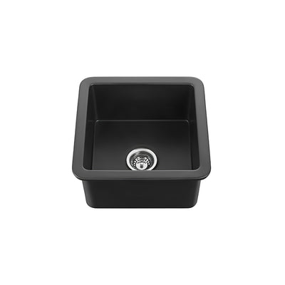 VITO NADIA SINGLE BOWL INSET AND UNDERMOUNT FIRECLAY KITCHEN SINK MATTE BLACK 457MM