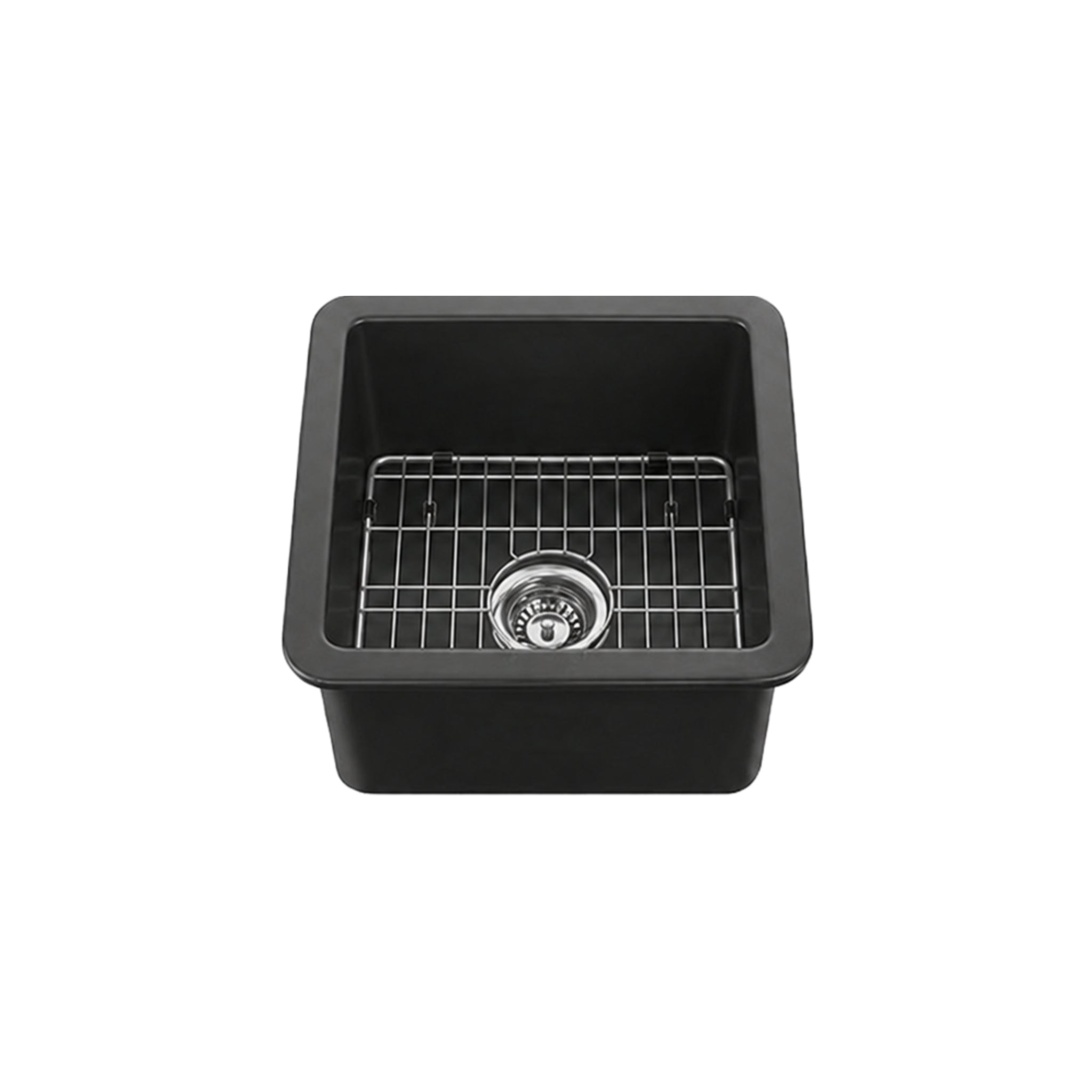 VITO NADIA SINGLE BOWL INSET AND UNDERMOUNT FIRECLAY KITCHEN SINK MATTE BLACK 457MM