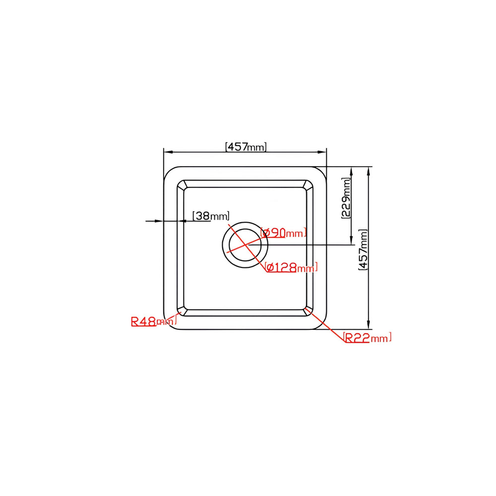 VITO NADIA SINGLE BOWL INSET AND UNDERMOUNT FIRECLAY KITCHEN SINK MATTE BLACK 457MM