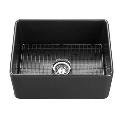 CETO CHELSEA SINGLE BOWL FIRECLAY KITCHEN SINK MATTE BLACK 660MM