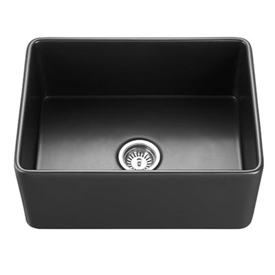 CETO CHELSEA SINGLE BOWL FIRECLAY KITCHEN SINK MATTE BLACK 660MM
