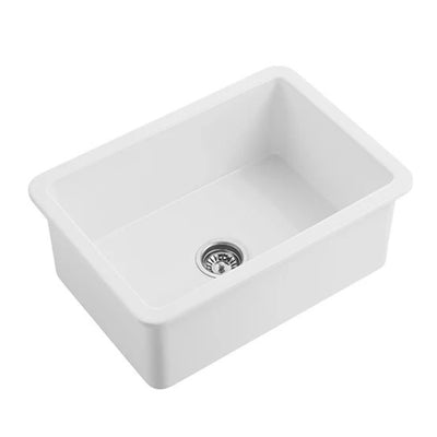 CETO CAMDEN SINGLE BOWL FIRECLAY KITCHEN SINK GLOSS WHITE 677MM