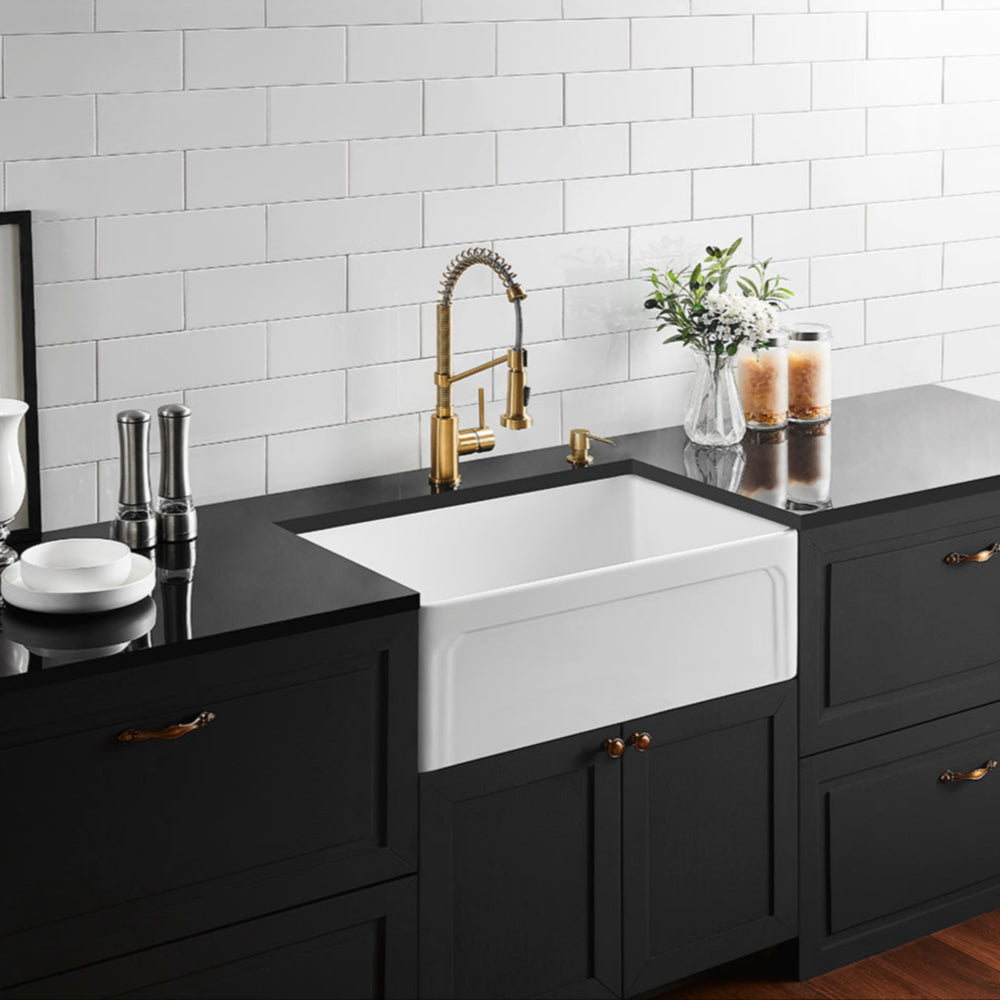 CETO KENSINGTON SINGLE BOWL FIRECLAY KITCHEN SINK GLOSS WHITE 758MM