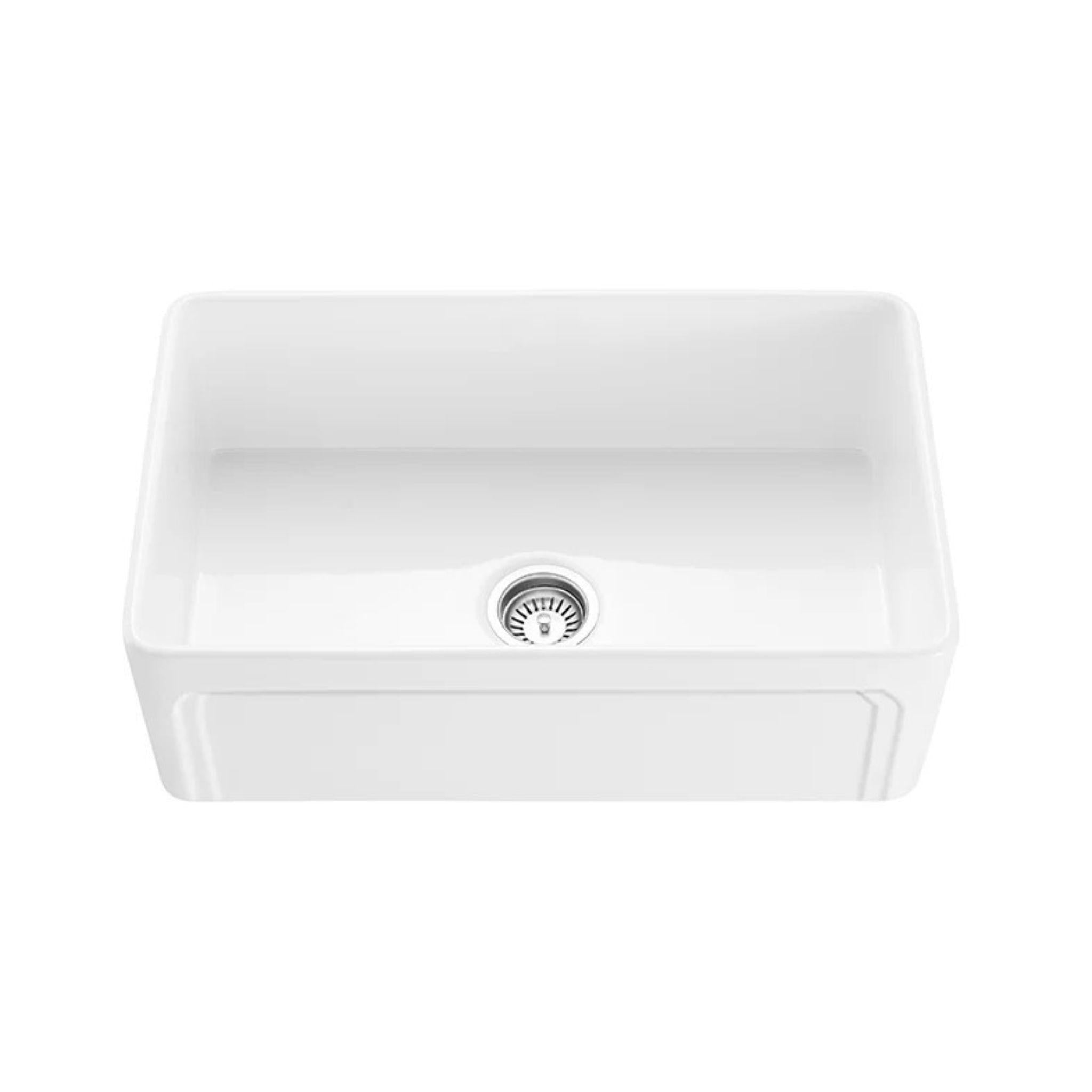 CETO KENSINGTON SINGLE BOWL FIRECLAY KITCHEN SINK GLOSS WHITE 758MM