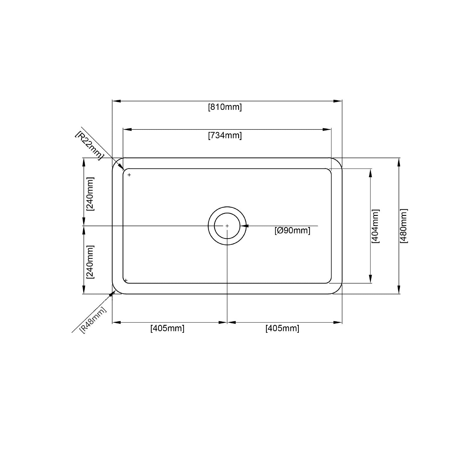 CETO CAMDEN SINGLE BOWL FIRECLAY KITCHEN SINK MATTE BLACK 810MM