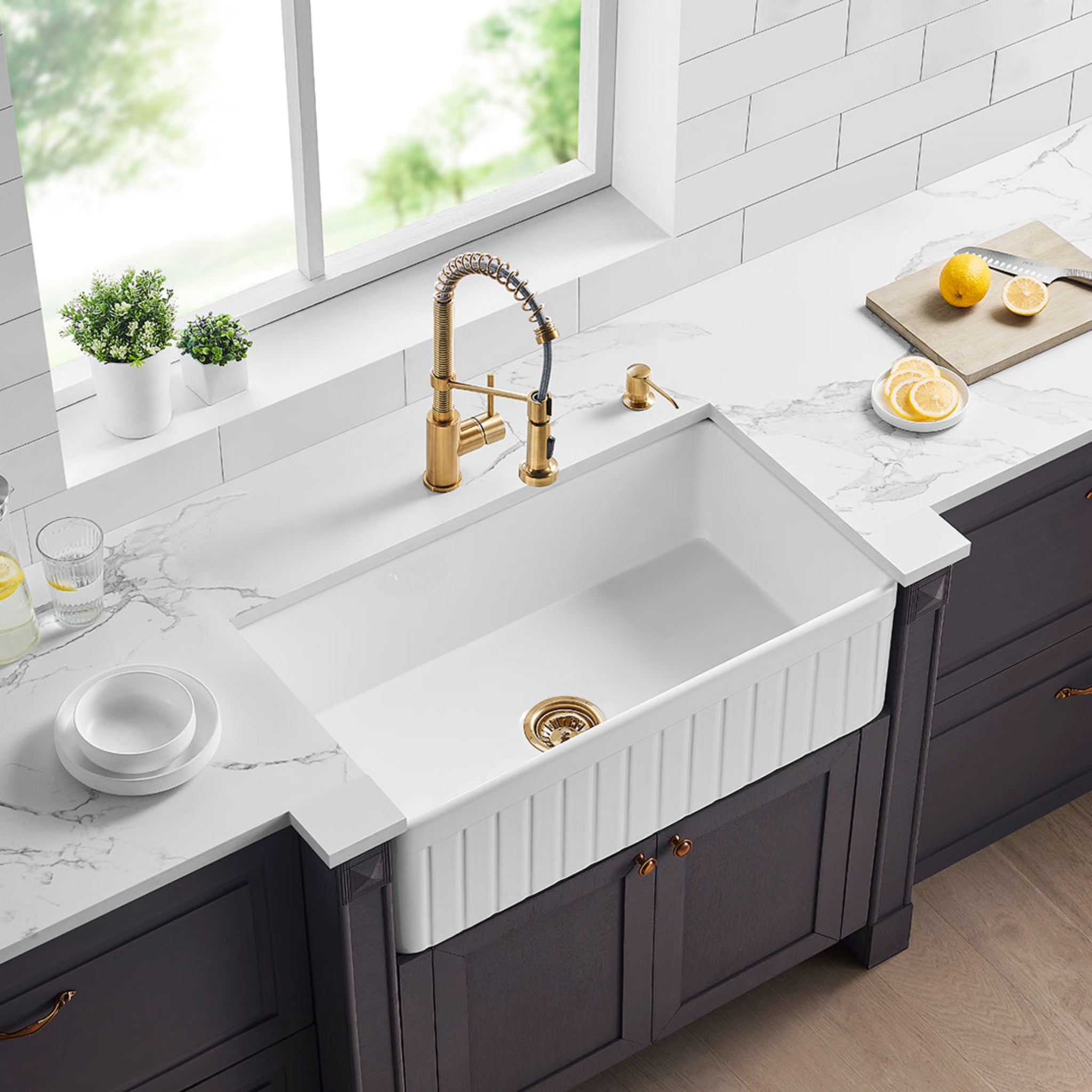 CETO GREENWICH SINGLE BOWL FIRECLAY KITCHEN SINK GLOSS WHITE 828MM