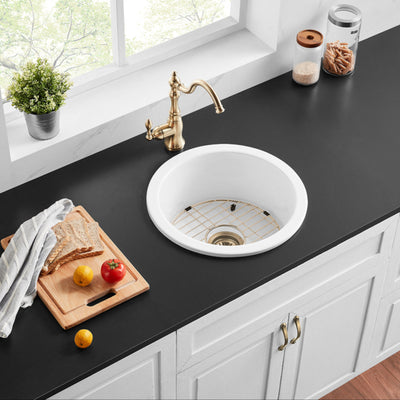 CETO CAMDEN SINGLE BOWL FIRECLAY KITCHEN SINK GLOSS WHITE 470MM