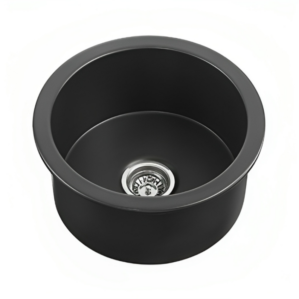 CETO CAMDEN SINGLE BOWL FIRECLAY KITCHEN SINK MATTE BLACK 470MM
